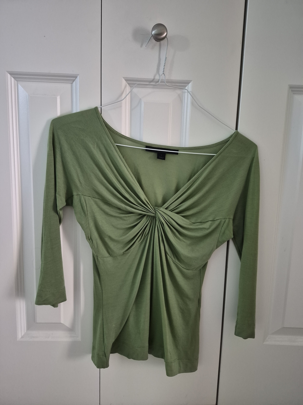 Vintage Express Y2K Green Twist-Front Long Sleeve Top